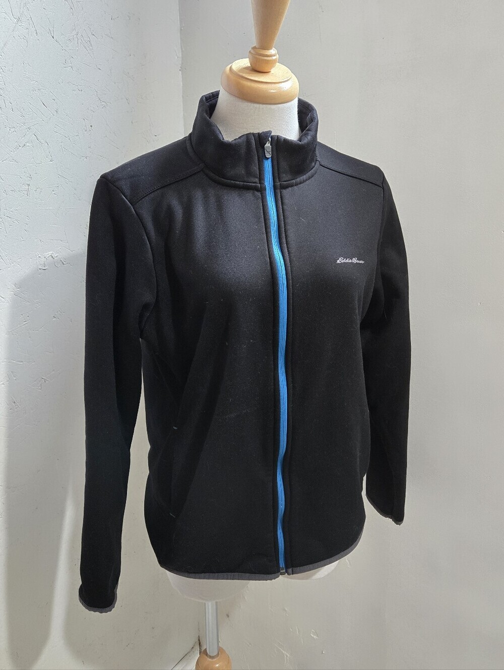 Eddie Bauer Black Jacket with Blue Zip Trim